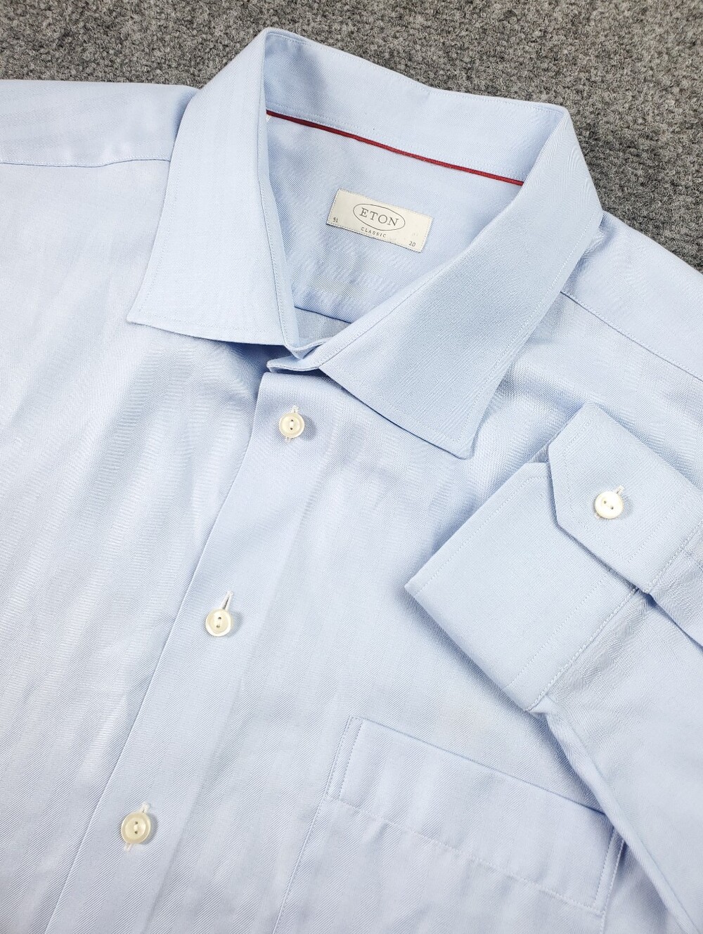 Eton Signature Twill Dress Shirt 20 Classic Fit Light Blue Spread Collar Formal